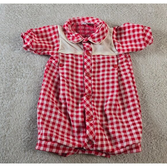 Baby Bliss Romper Size Medium Red Gingham Check Vintage Retro Summer 60s Unisex - Picture 2 of 14